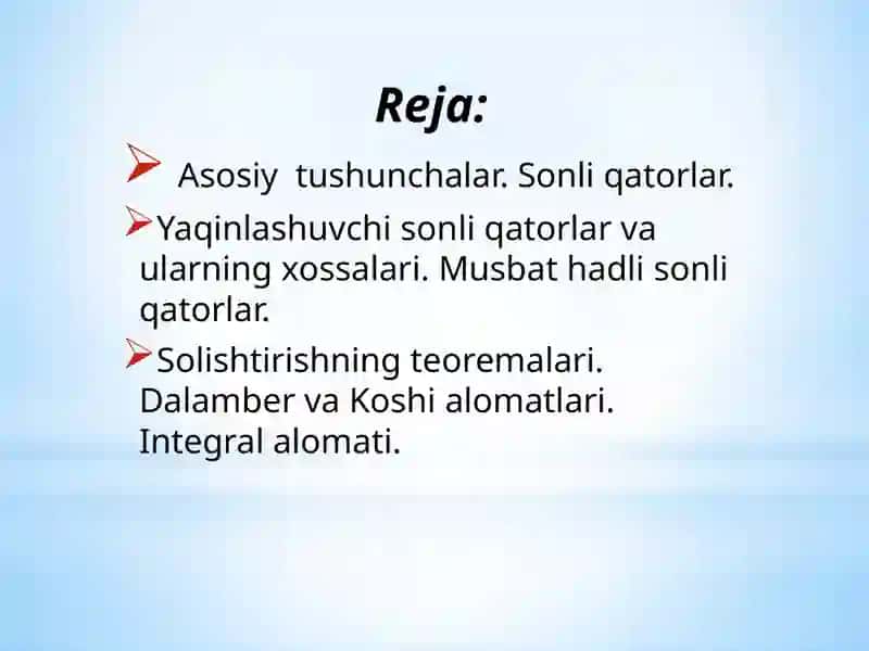 Asоsiy tushunchаlаr. Sоnli qаtоrlаr 2