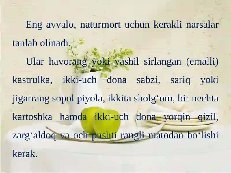 Naturmortning grafik usuli 2