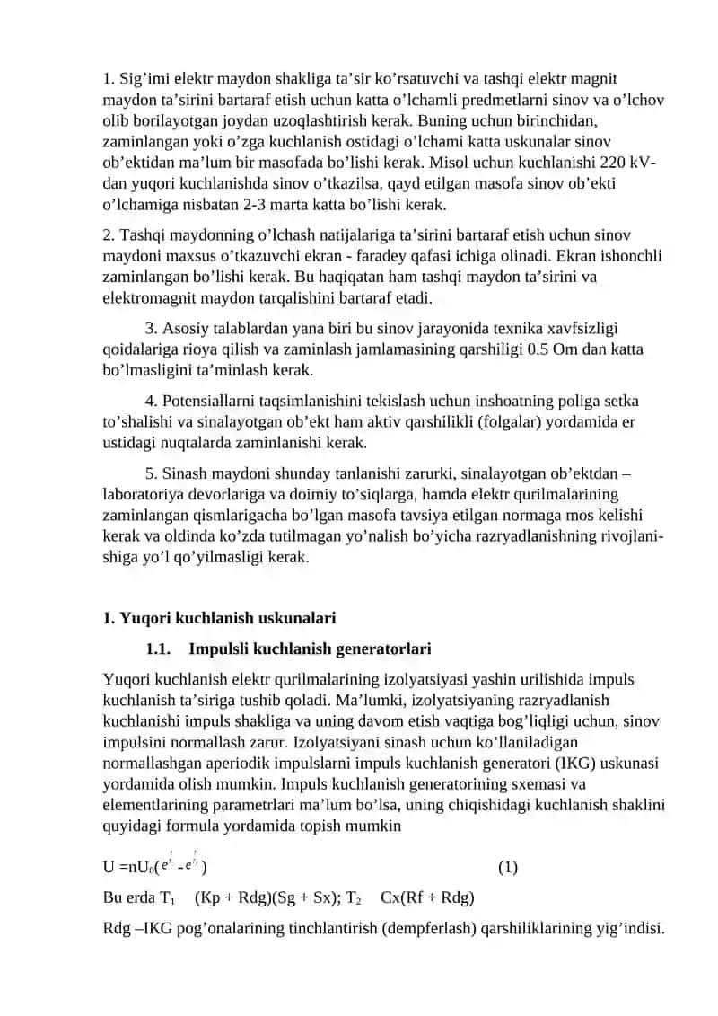 SINOV VA O’LCHOV USКUNALARI. SINOV TRANSFORMATORINI DARAJALASh 2