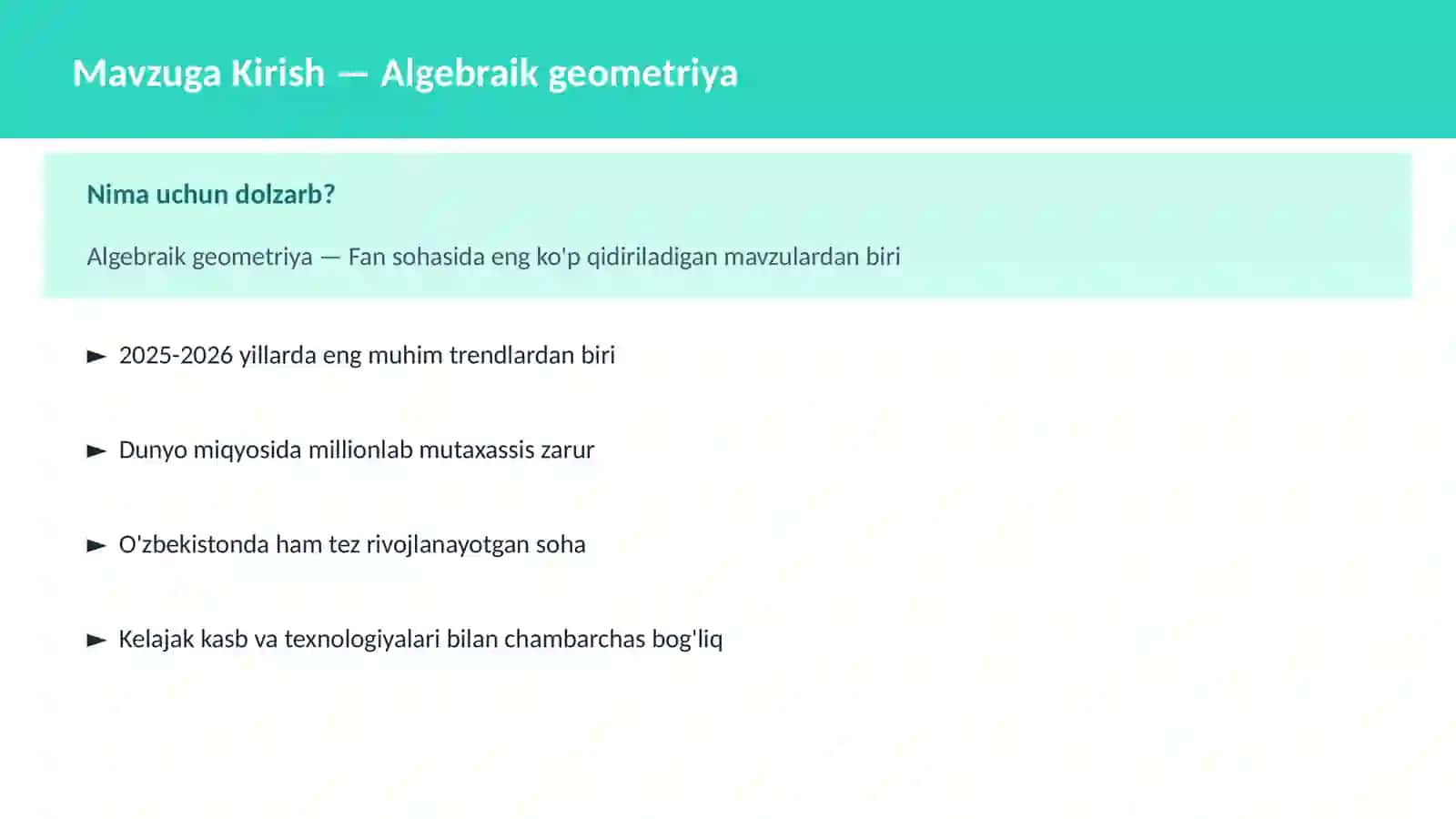 Algebraik geometriya 2