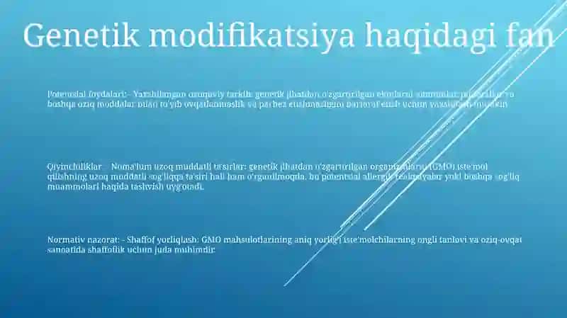 Genetik Modifitsirlangan Oziq-Ovqat Manbalarining Xavfsizligi 2