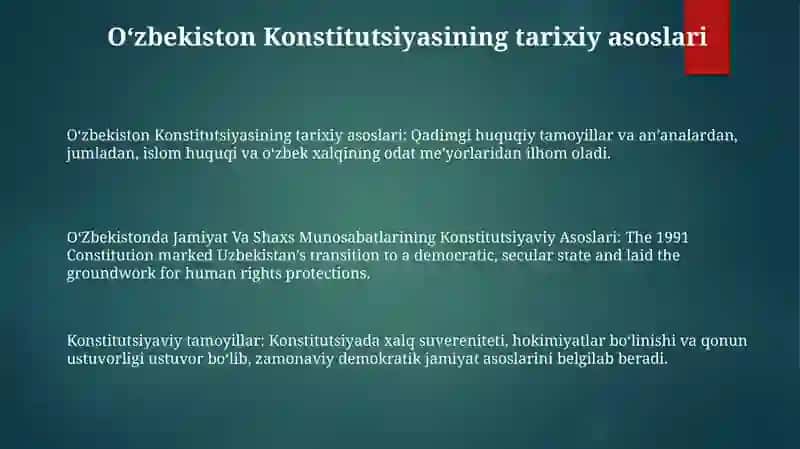 OʻZbekistonda Jamiyat Va Shaxs Munosabatlarining Konstitutsiyaviy Asoslari 2