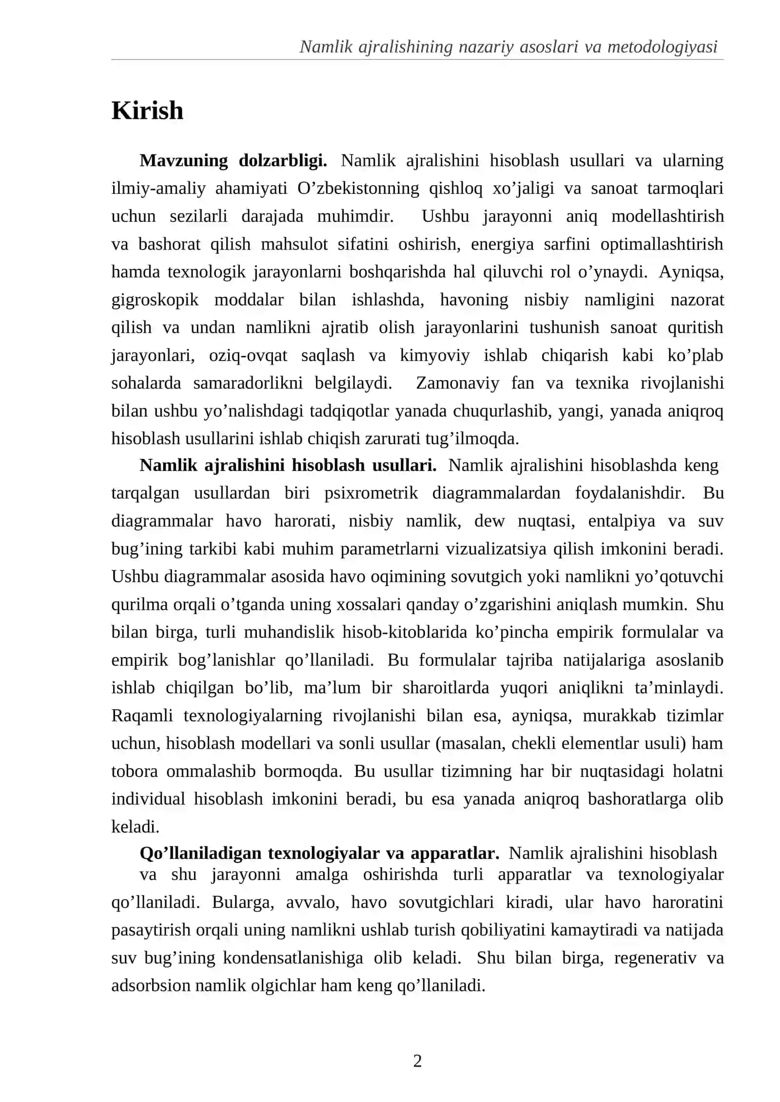 Namlik ajralishining nazariy asoslari va metodologiyasi 2