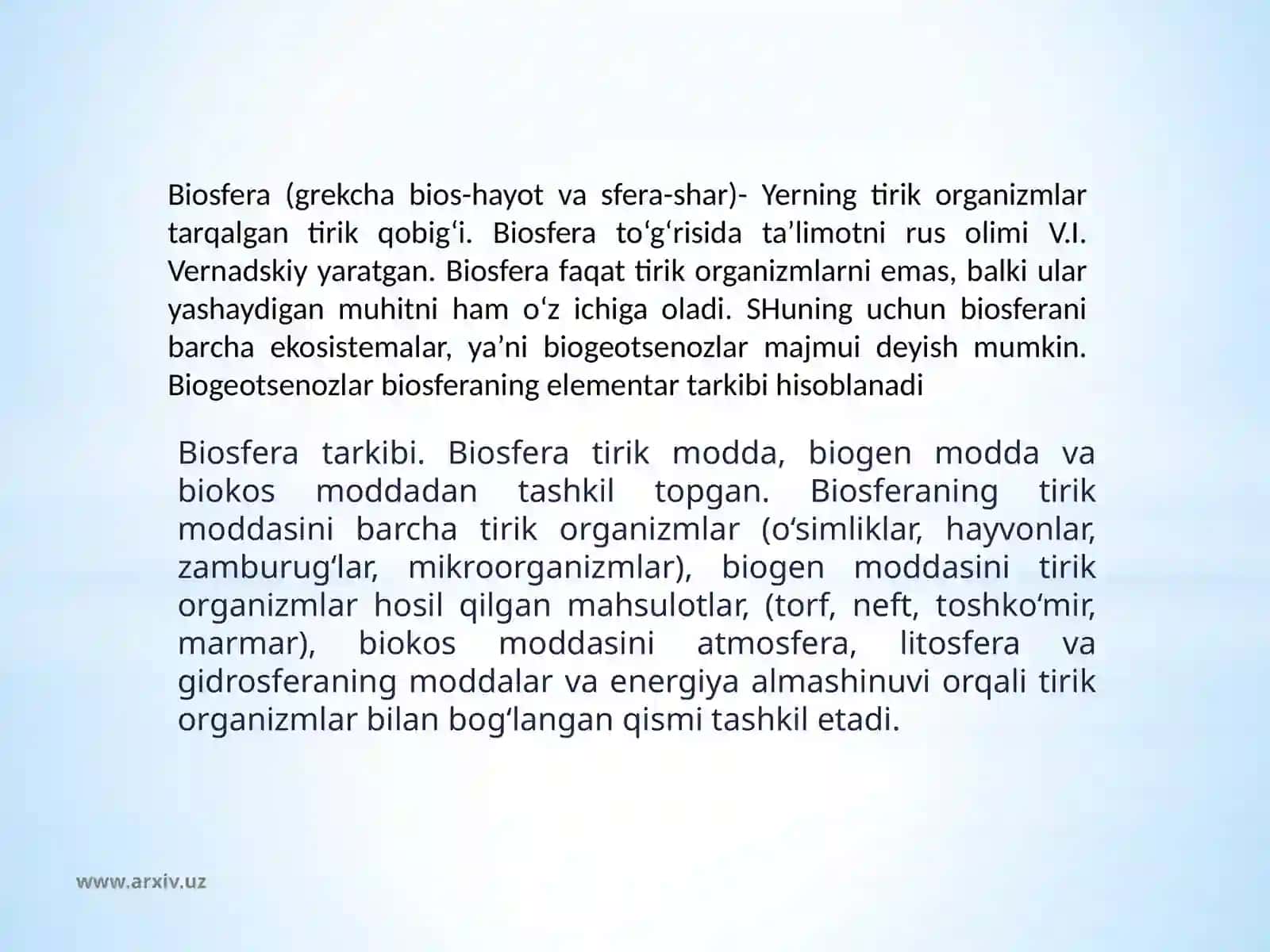 Biosfera va uni muhofaza qilish 2