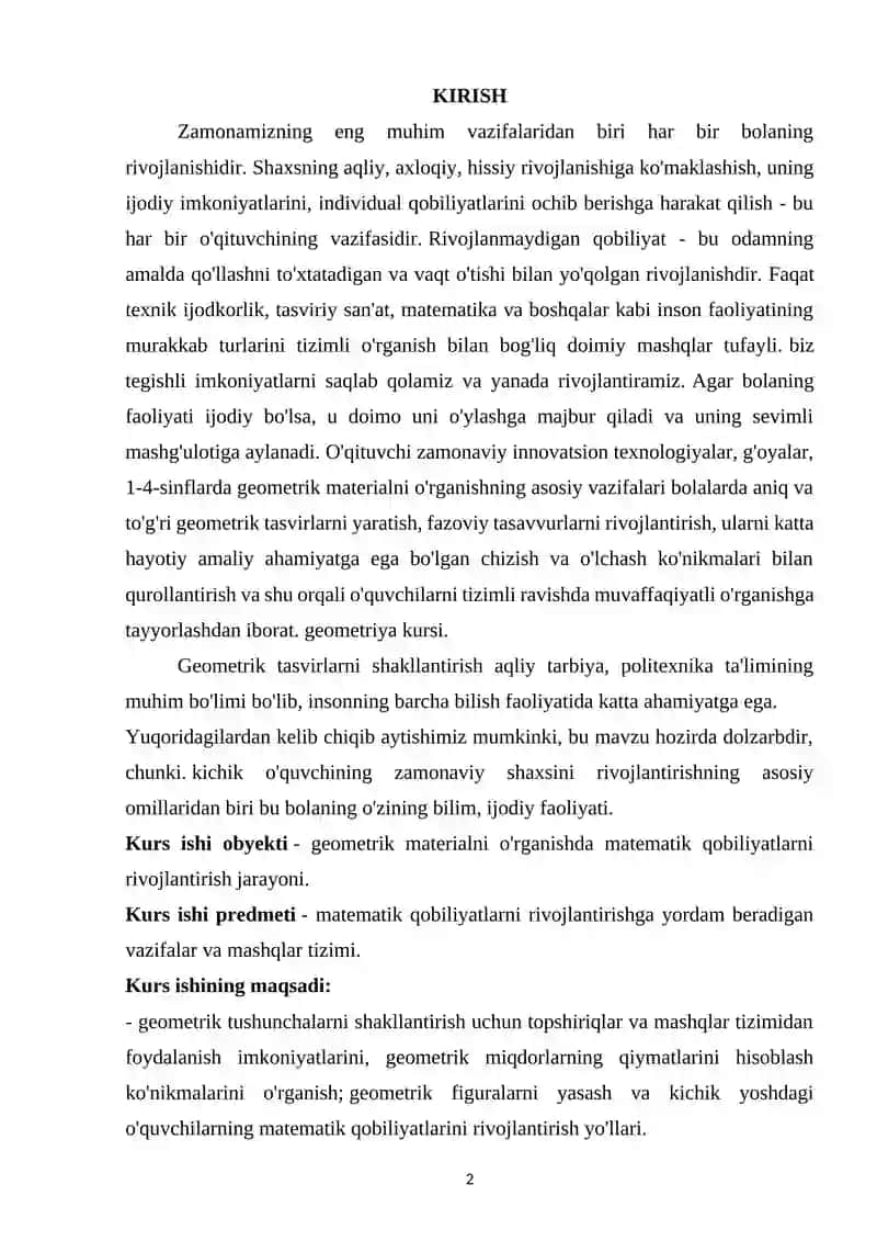 BOSHLANG'ICH SINF MATEMATIKA DARSLARIDA DOIRA VA AYLANA BILAN TANISHTIRISHDA KO'RSATMALI VA KO'RGAZMALILIKNING AHAMIYATI 2