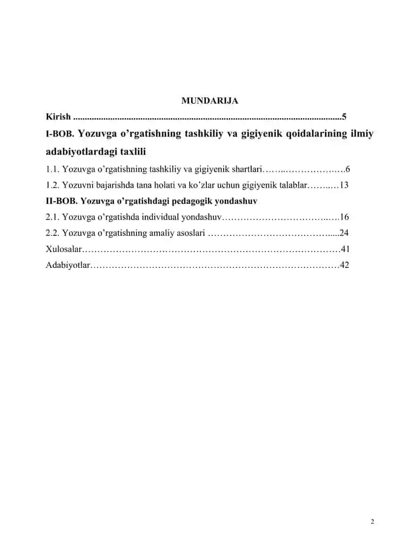 Yozuvga o’rgatishning tashkiliy va gigiyenik qoidalari. 2