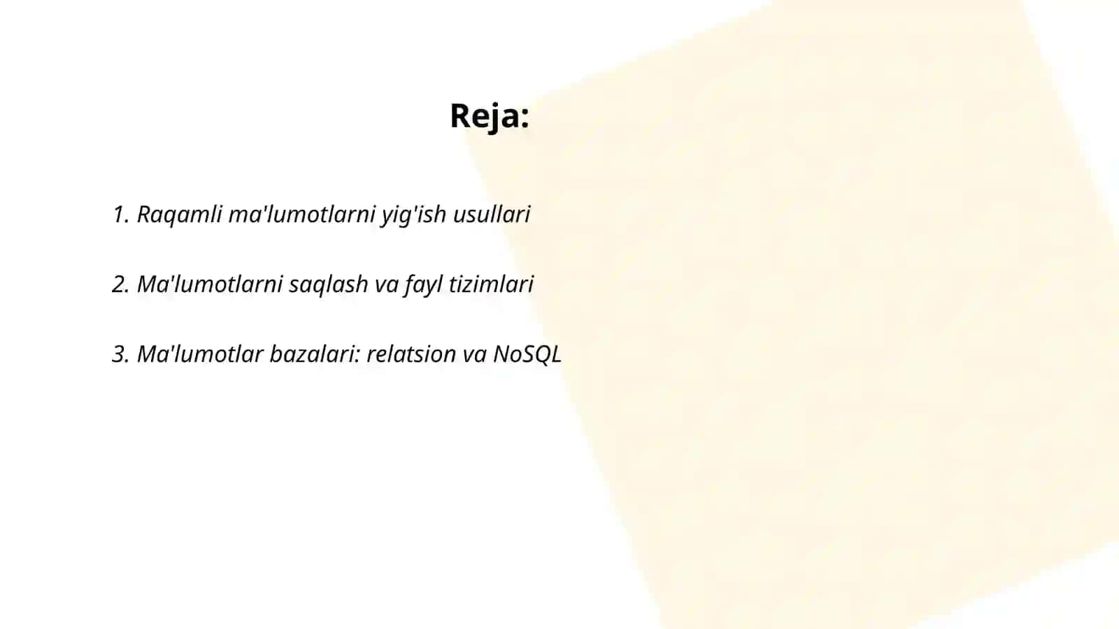 Raqamli ma'lumotlar bilan ishlash 2