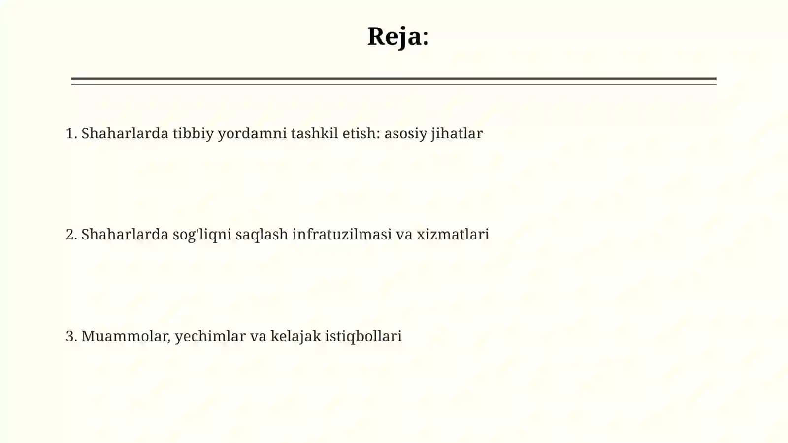 Shaharlarda tibbiy yordamni tashkil etish 2