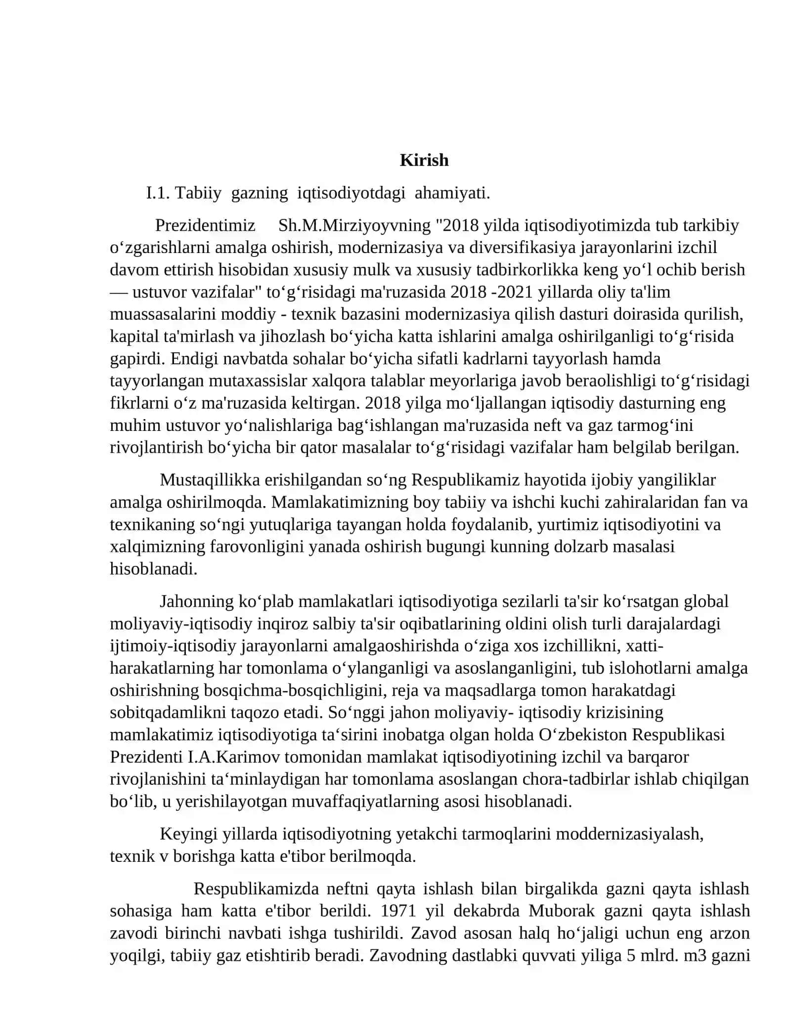 Tabiiy gazning iqtisodiyotdagi ahamiyati 2