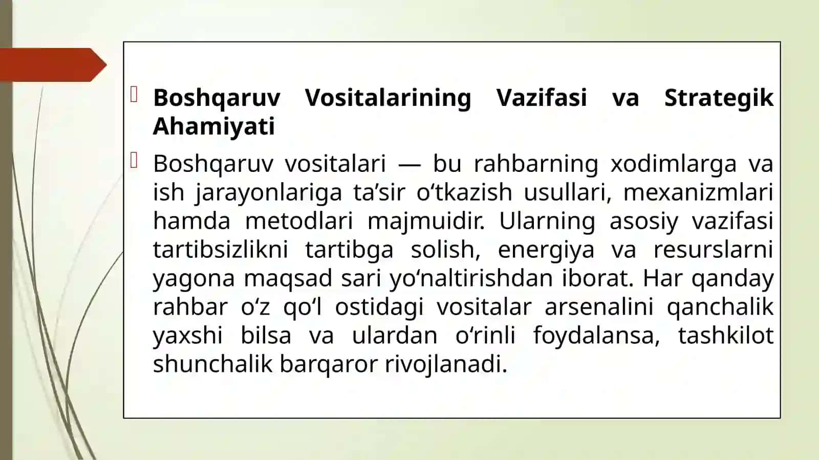 Boshqaruv Vositalarining Vazifasi va Strategik Ahamiyati 2