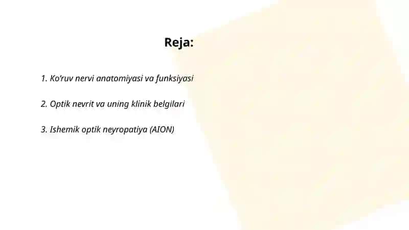 Ko‘ruv nervi va to‘r parda kasalliklari 2