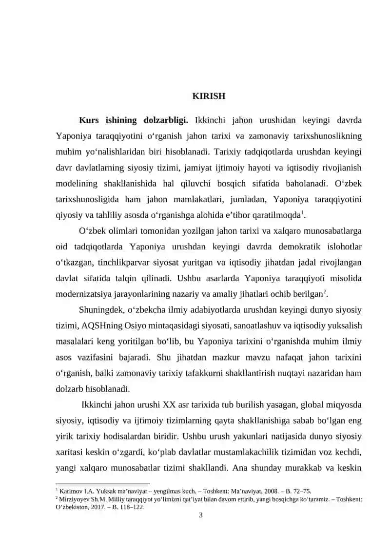 Yaponiya Ikkinchi jahon urushidan keyingi taraqqiyot Kurs ishi 2