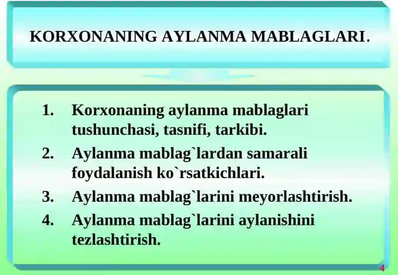 Korxonaning Aylanma Mablaglari 2