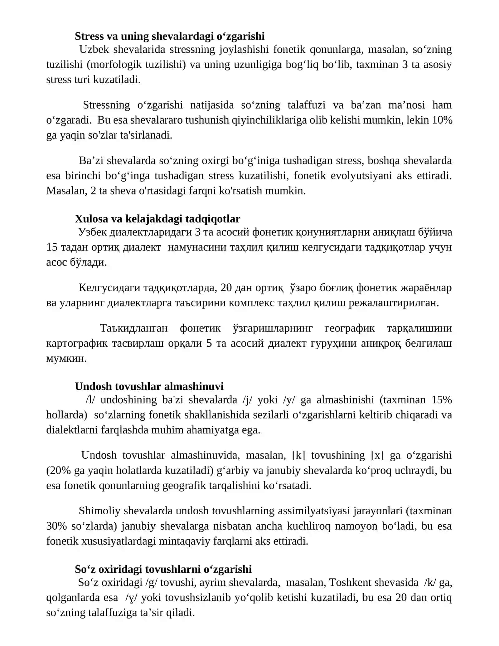 O'zbek shevalarida fonetik qonunlar va jarayonlar, dialektal bo'linish 2