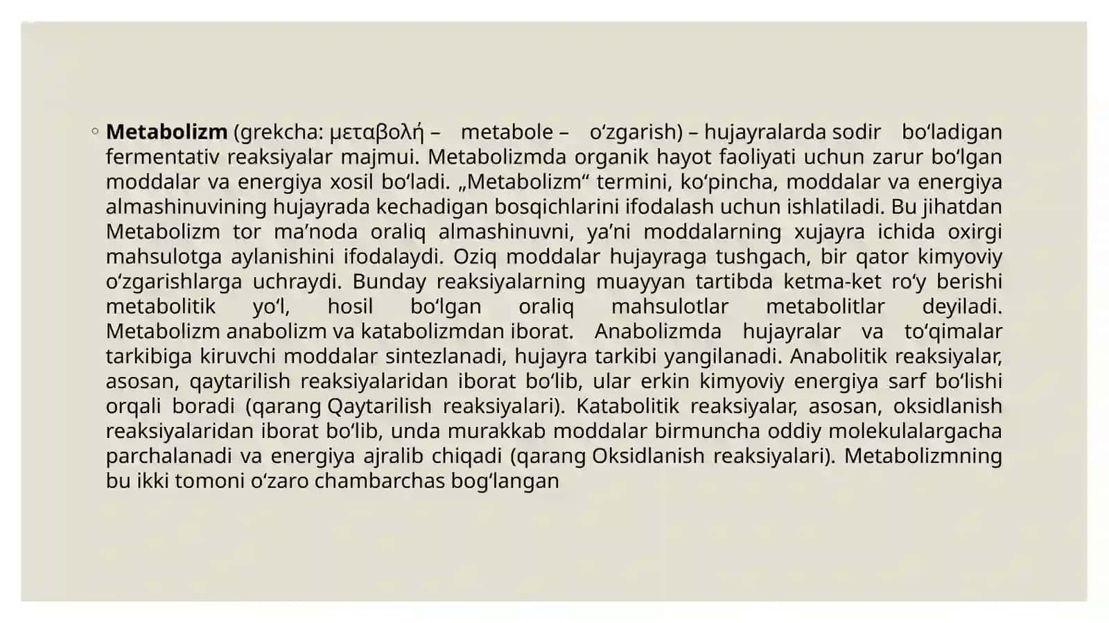 Jismoniy yuklama vaqtida metabolizmda ro'y beradigan o'zgarishlar 2