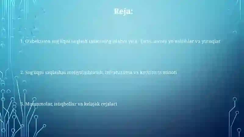 O'zbekiston Respublikasi sog'liqni saqlash tizimi-islohot yo'li 2