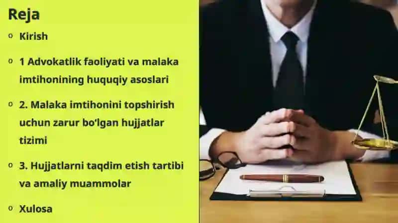 MALAKA IMTIHONINI TOPSHIRISH UCHUN ZARUR BO‘LGAN HUJJATLAR TAHLILI 2