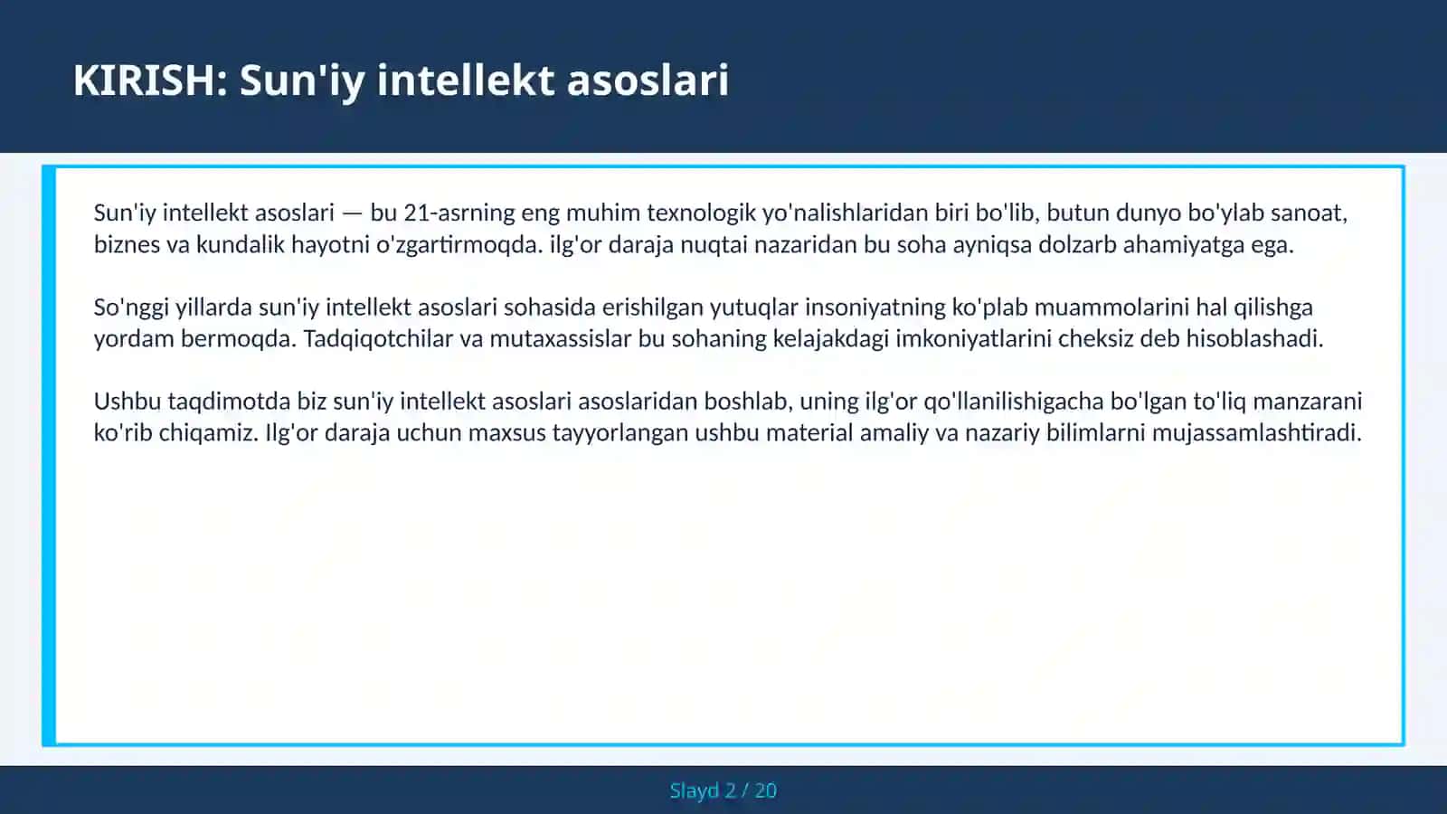 SUN'IY INTELLEKT ASOSLARI 2