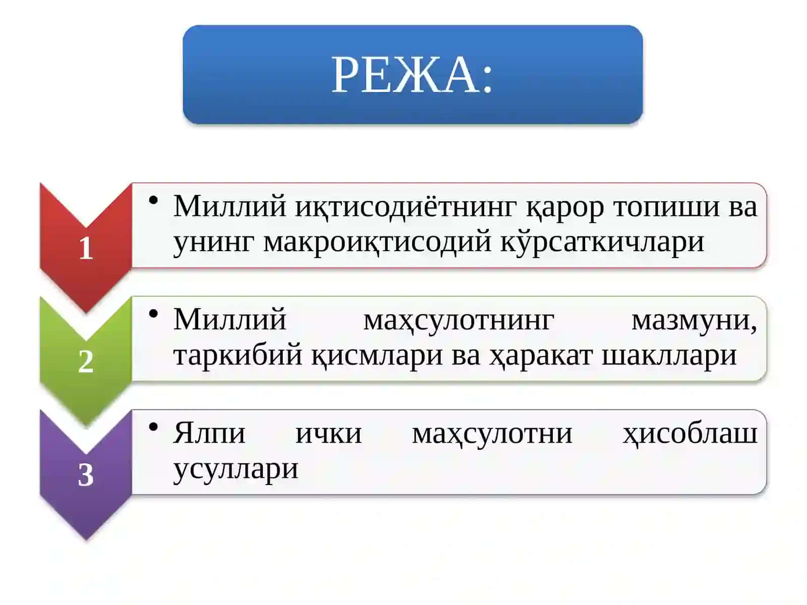МИЛЛИЙ ИҚТИСОДИЁТ ВА УНИНГ МАКРОИҚТИСОДИЙ ЎЛЧАМЛАРИ 2