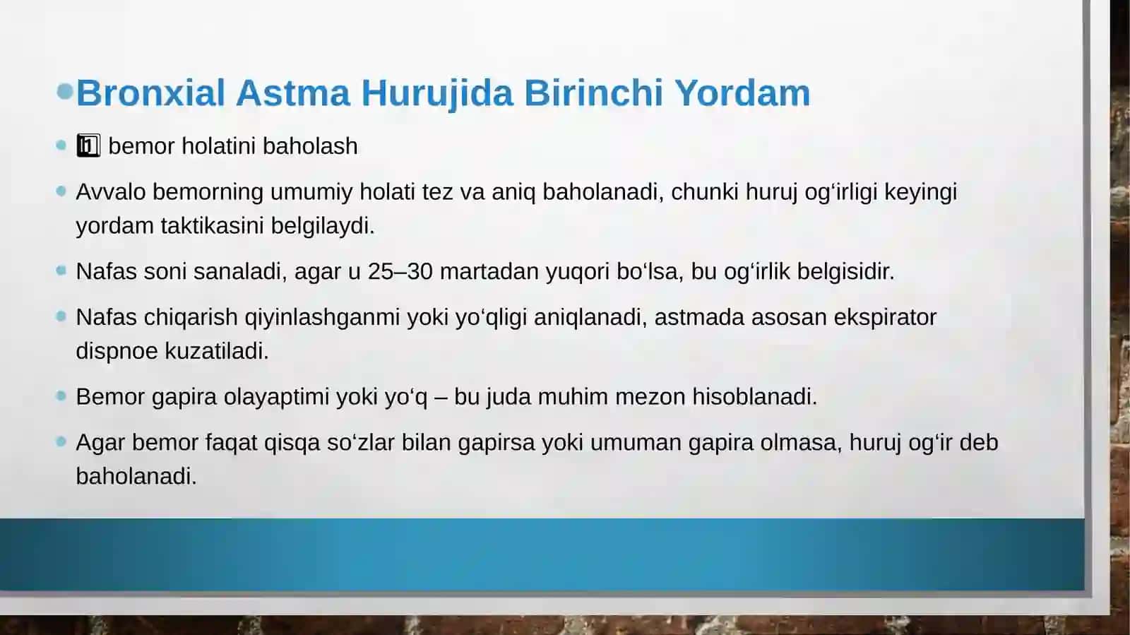 Bronxial Astma Hurujida Birinchi Yordam 2