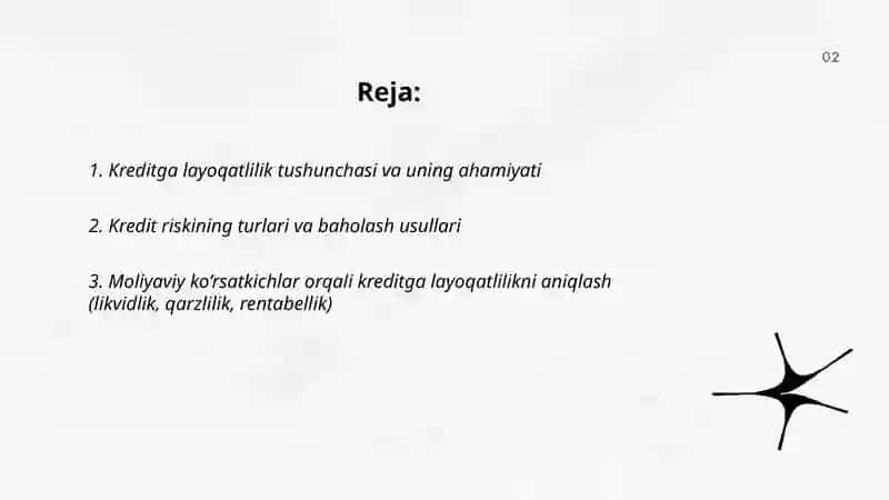 Kreditga layoqatlilik tahlili 2
