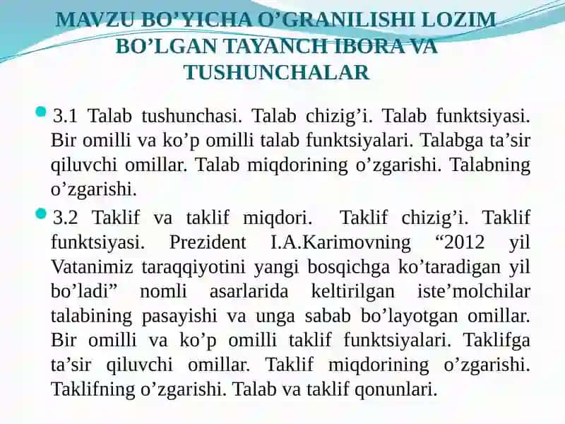 TALAB VA TAKLIF TAHLILI ASOSLARI 2