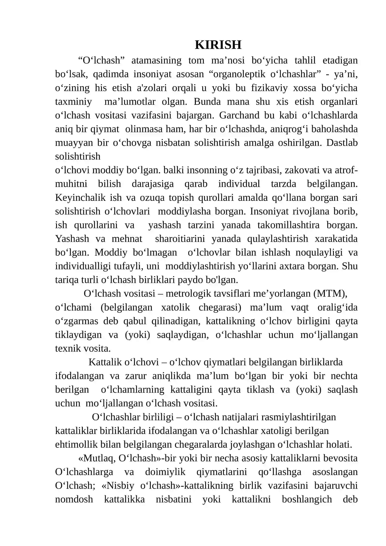 O’LCHASHLARNI BAJARISHDA ETALONLAR O’RNI 2