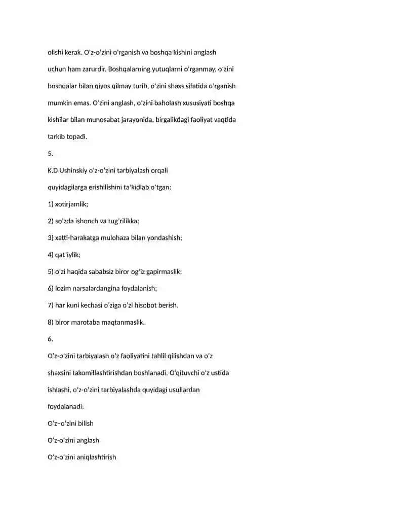 O‘Z-O‘ZINI TARBIYALASH VA O‘Z USTIDA ISHLASH. PEDAGOGIKA TAJRIBANI TO‘PLASH TIZIMI 2