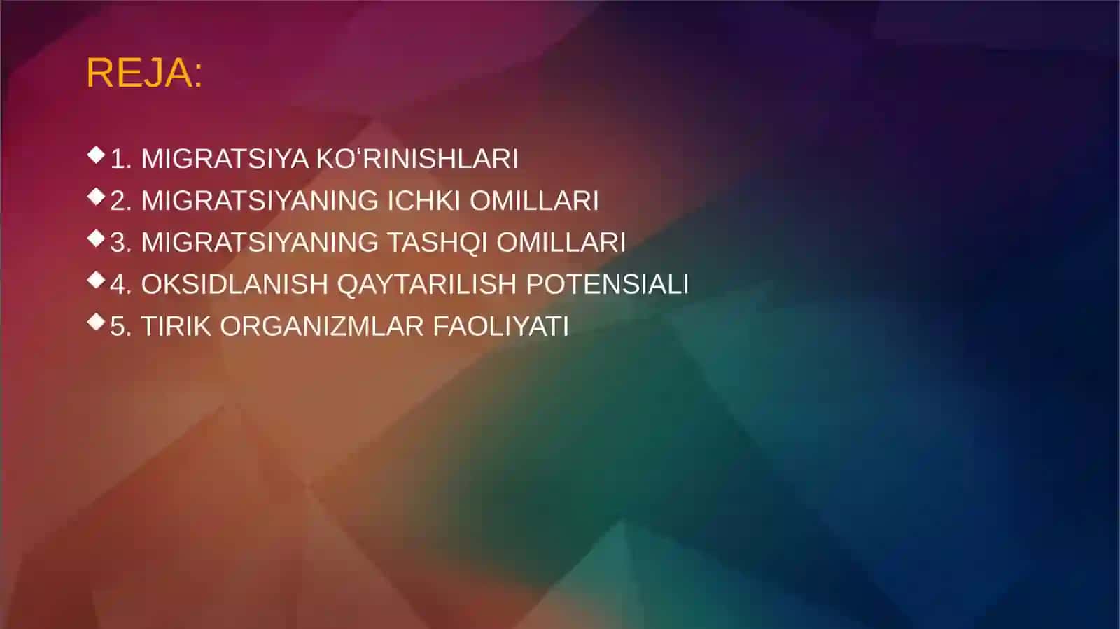 KIMYOVIY ELEMENTLAR MIGRATSIYASINING ASOSIY OMILLARI 2