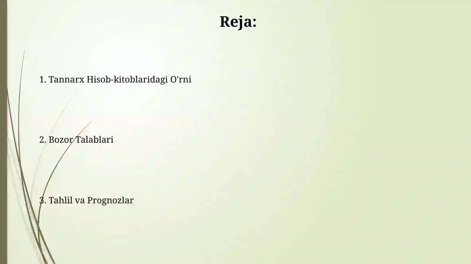 Tannarx Hisob-kitoblaridagi O'rni 2