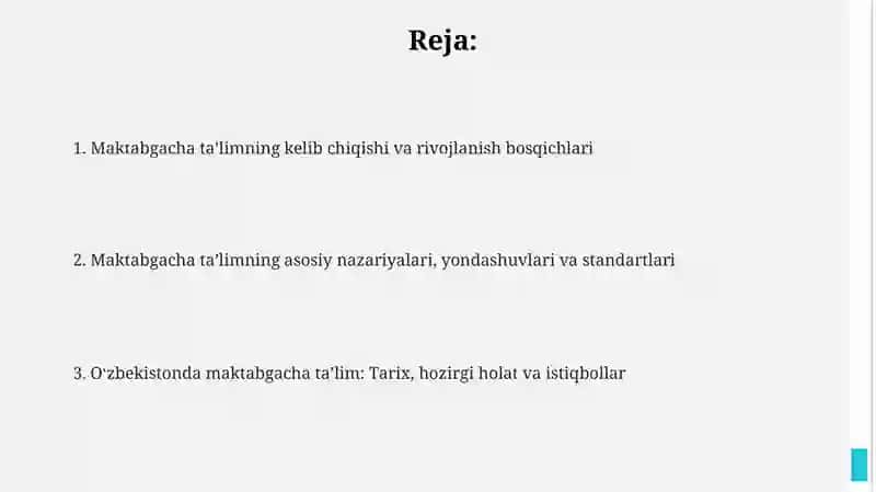 MAKTABGACHA TALIM TARIXI VA RIVOCHLANISHI 2