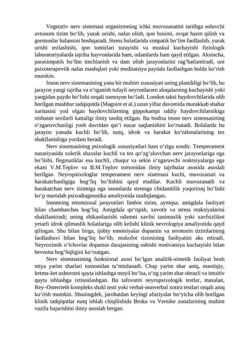 Inson nerv sistemasining asosiy xususiyatlari 2