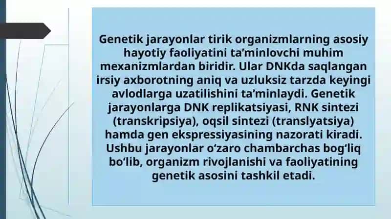 Genetik jarayonlarning tizimli nazorati 2