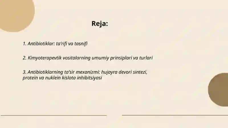 Kimyoterapevtik vositalar. Antibiotiklar.mikroorganizimlar genetikasi 2