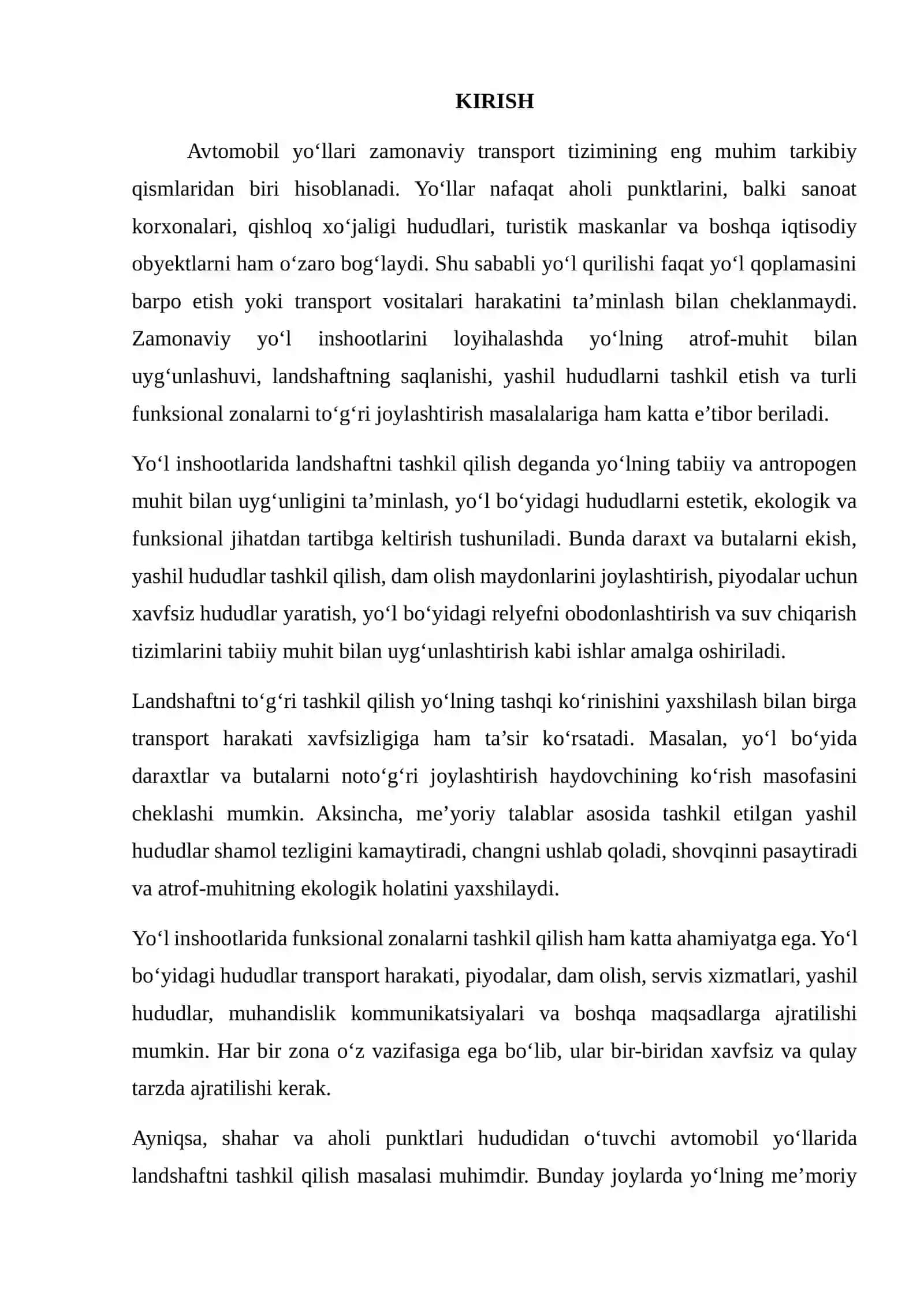 YO‘L INSHOOTLARIDA LANDSHAFT VA ZONALARNI TASHKIL QILISHNING AHAMIYATI 2