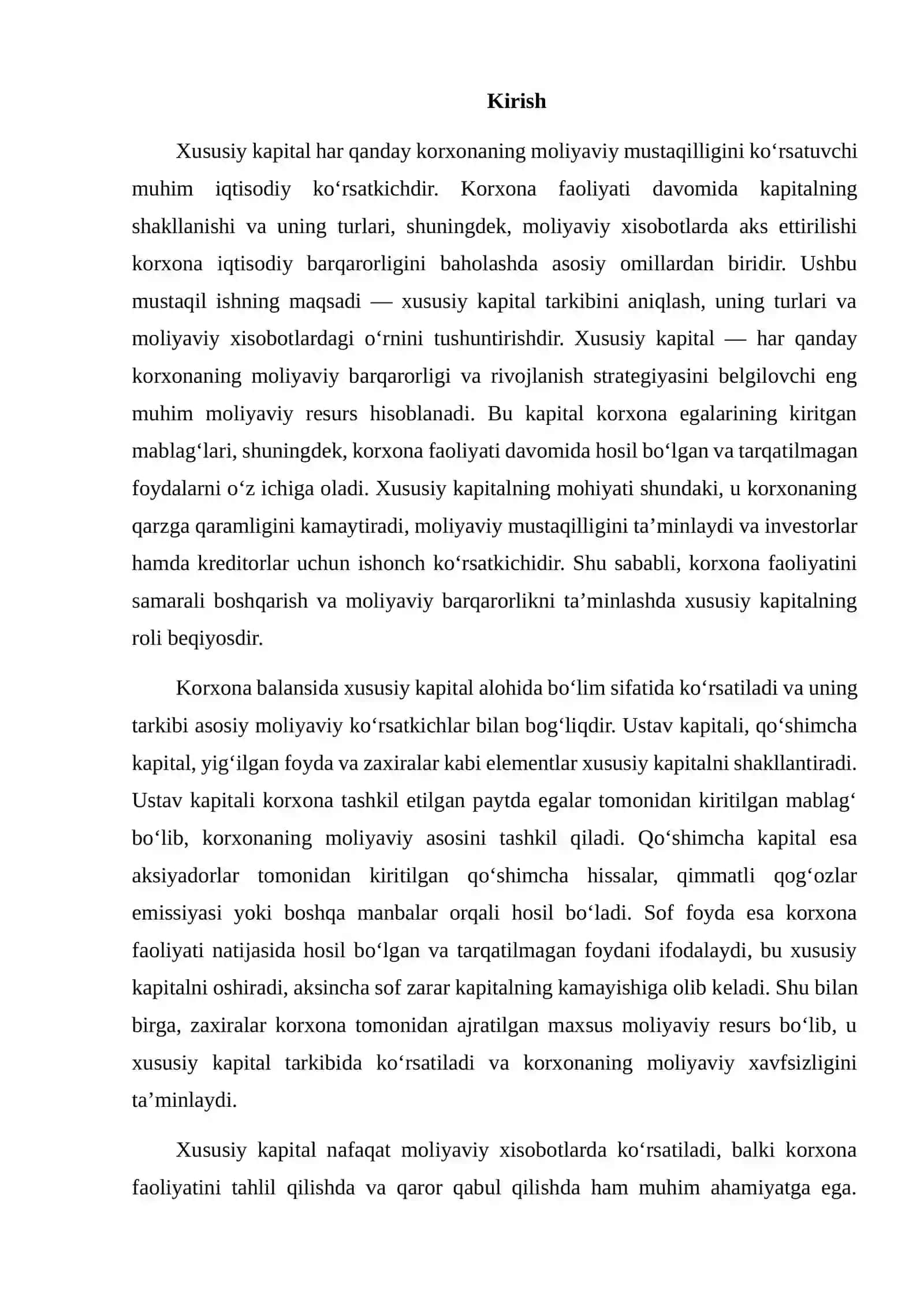 XUSUSIY KAPITAL TARKIBI VA UNING XISOBOTDAGI O‘RNI 2