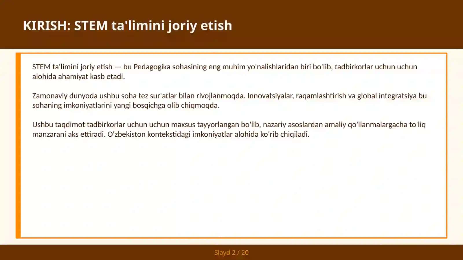 STEM TA'LIMINI JORIY ETISH 2