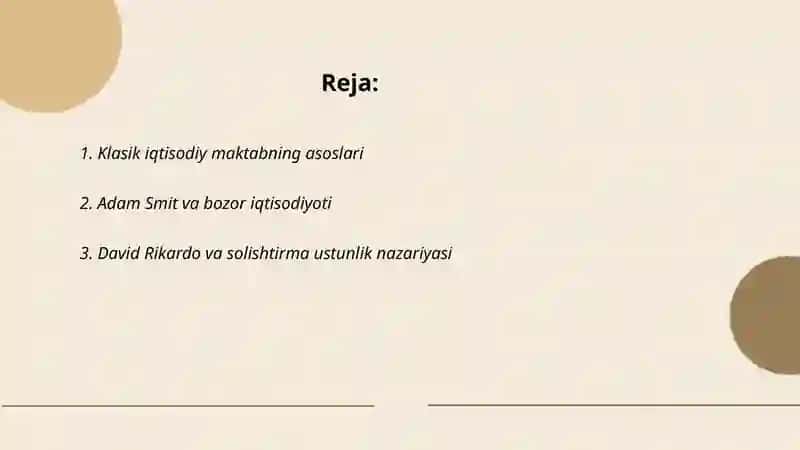 Mikro iqtisodiyotning yuzaga kelishi klassik maktab vakillarini iqtisodiy qarashlari 2