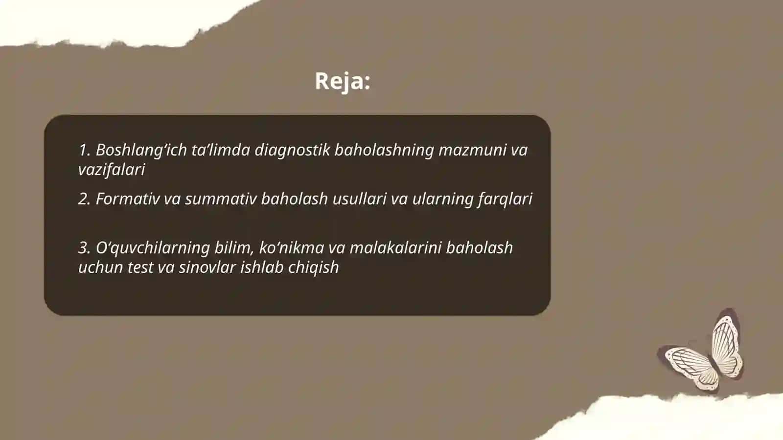 Boshlangʻich ta’limda oʻquvchilarning bilim koʻnikma va malakalarini tashxis etish baxolash tizimi va medotlari 2