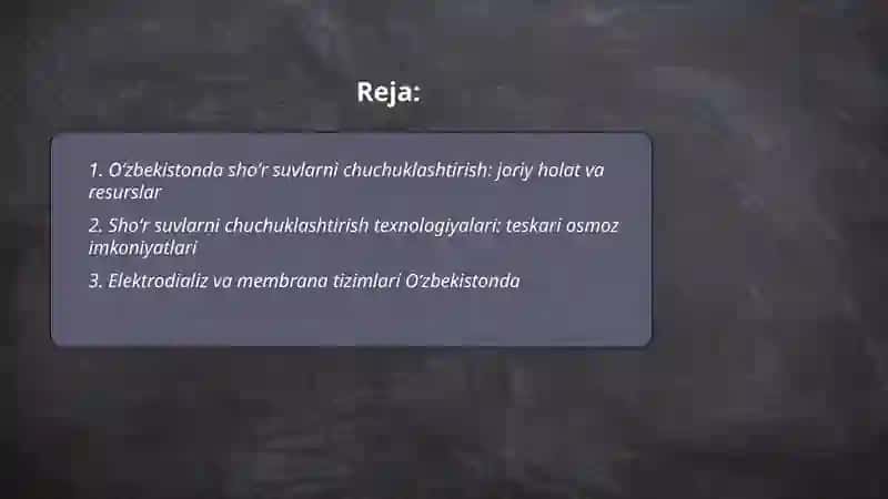 Oʻzbekistonda shoʻr suvlarni chuchuklashtirish 2