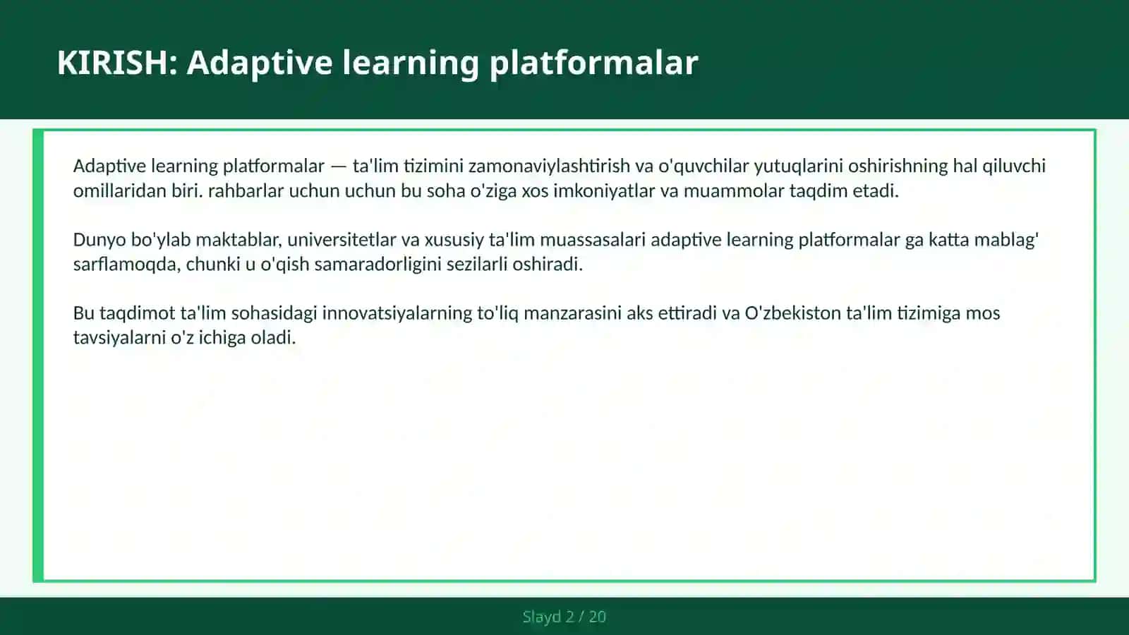 Adaptive learning platformalar 2