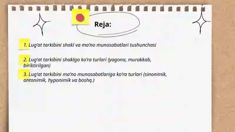 Lugʻat Tarkibini Shakl va Maʼno Munosabatlari 2