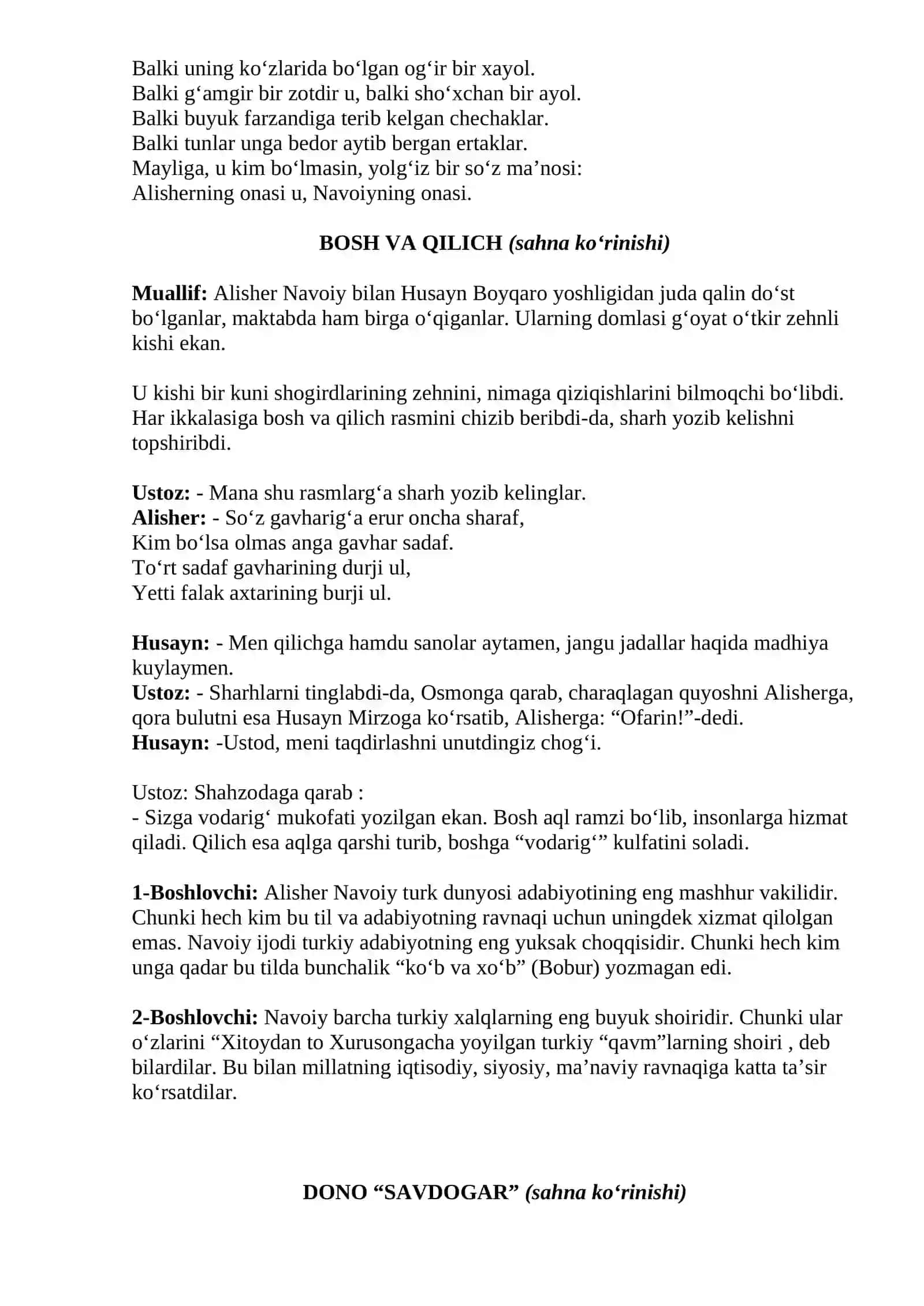 Navoiy tavallud topgan kuniga bag‘ishlangan tadbir ssenariysi 2