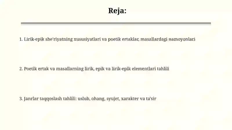 Lirik va liro-epik asarlar tahlili(sheʼriy ertak,masal misolida) 2