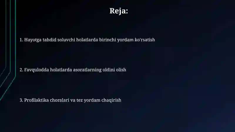 Hayotga tahdid soluvchi holatlarda birinchi yordam ko'rsatish 2
