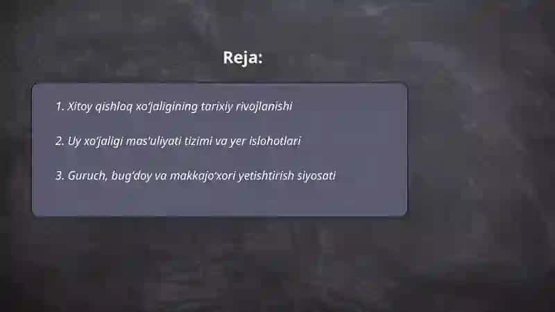 Xitoy davlatining qishloq xoʻjaligi 2