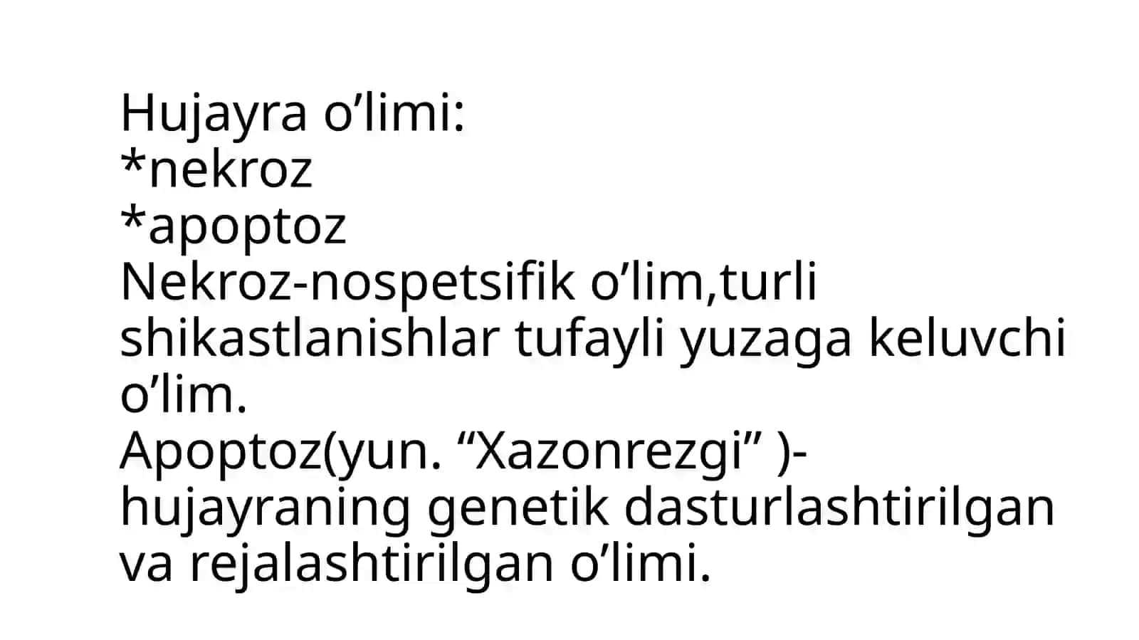 Hujayrabiologiyasi (apoptoz va nekroz) 2