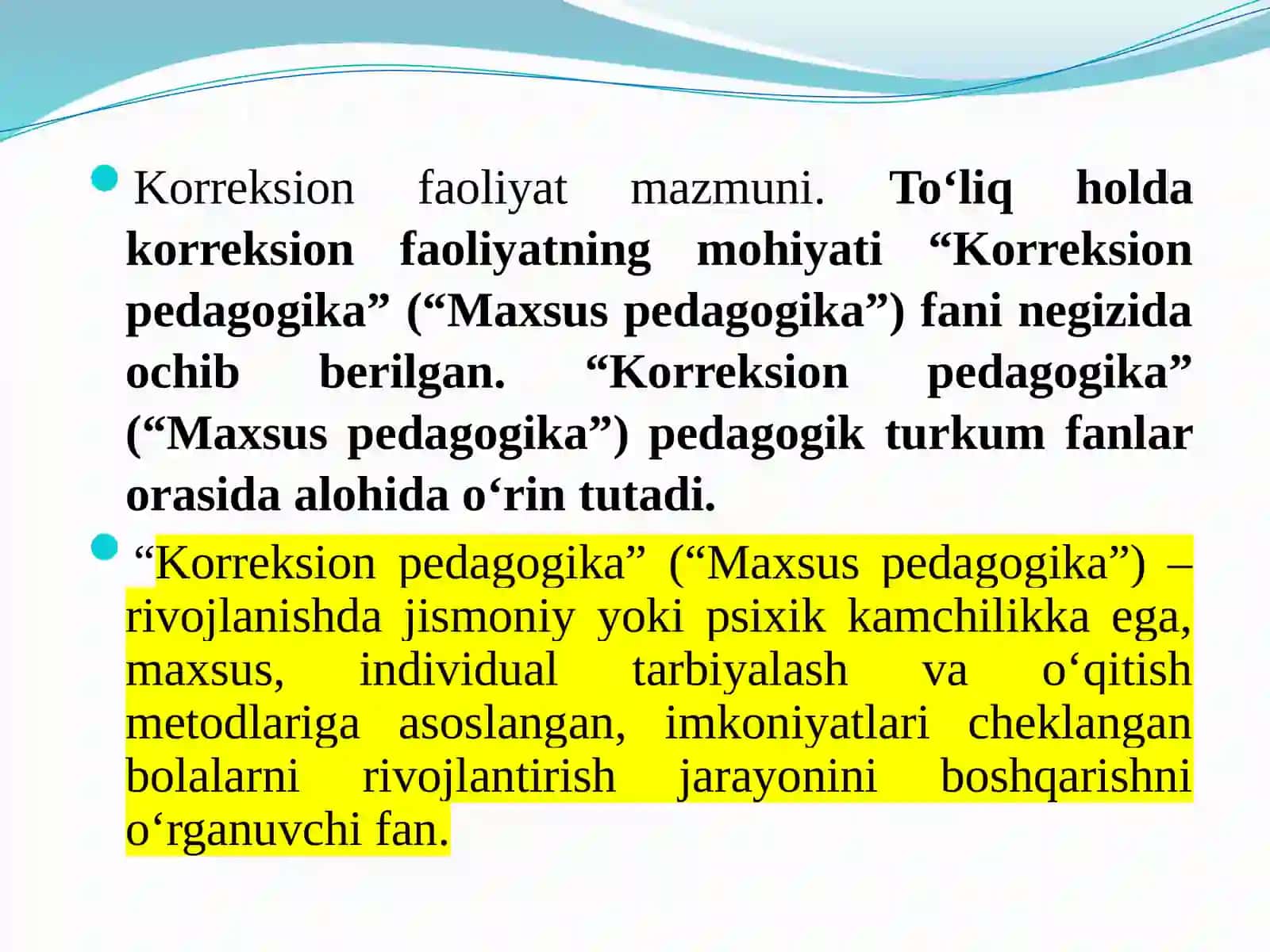 Pedagogik korreksiya va uni tashkil etish. Pedagogik korreksiya metodlari 2
