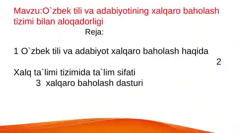 O`zbek tili va adabiyot xalqaro baholash tizimi 2