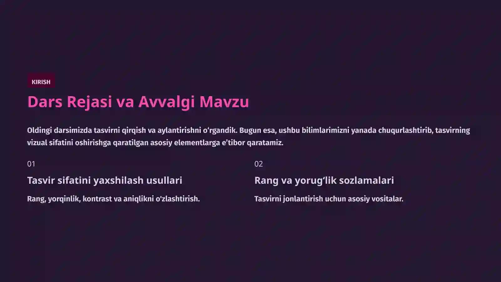 Tasvir Sifatini Boshqarish: Rang, Yorqinlik, Kontrast va Aniqlik 2